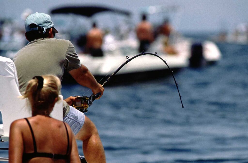 Angler fighting a Boca Grande tarpon.