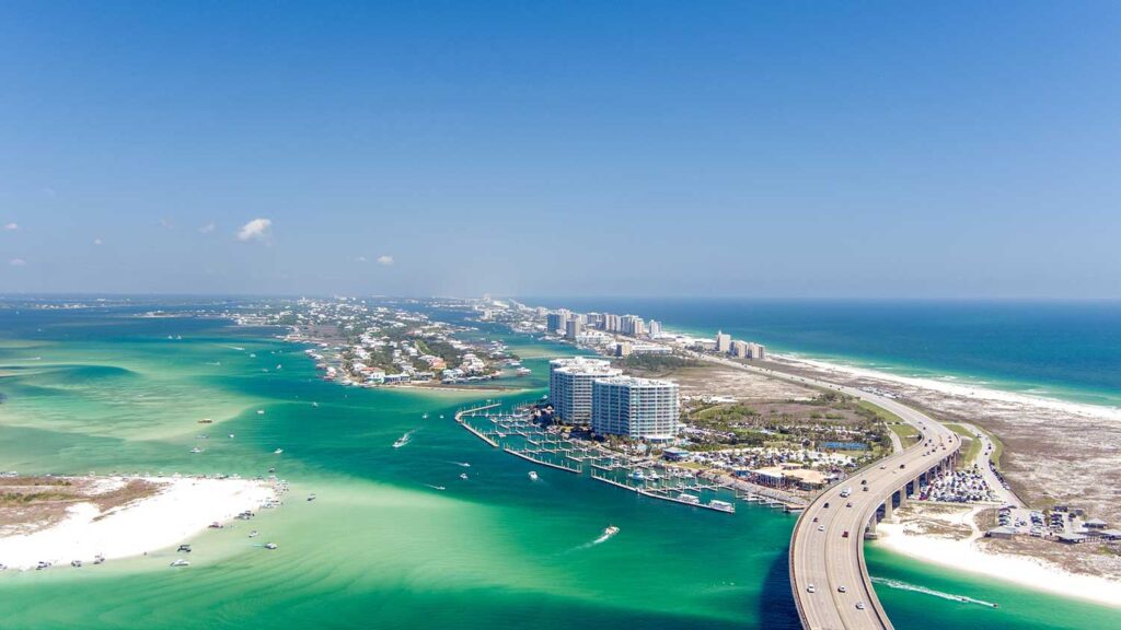 Aerial view of Gulf Shores, Alabama.